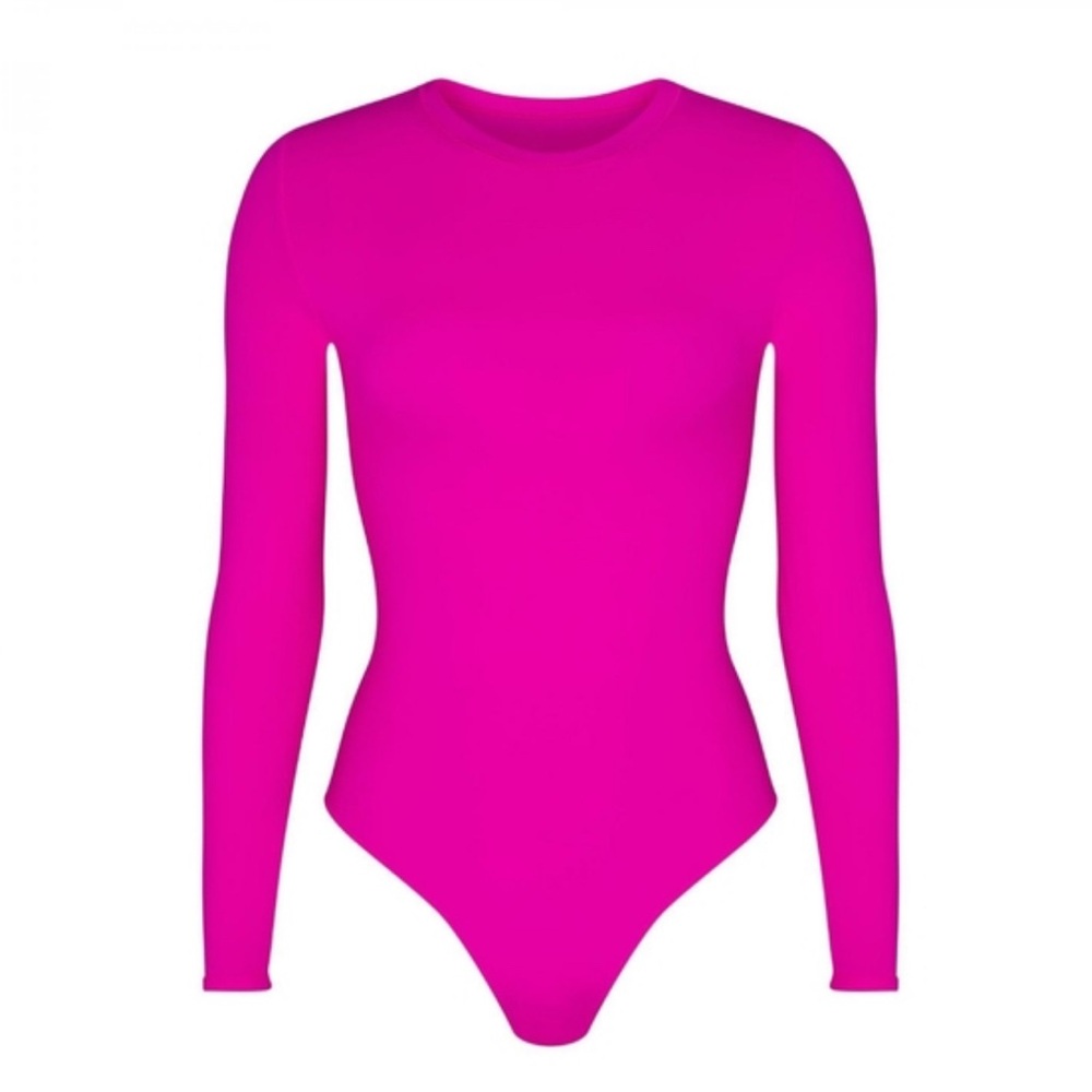 SKIMS Fuchsia Fits Everyone Long Sleeve Crewneck Bodysuit